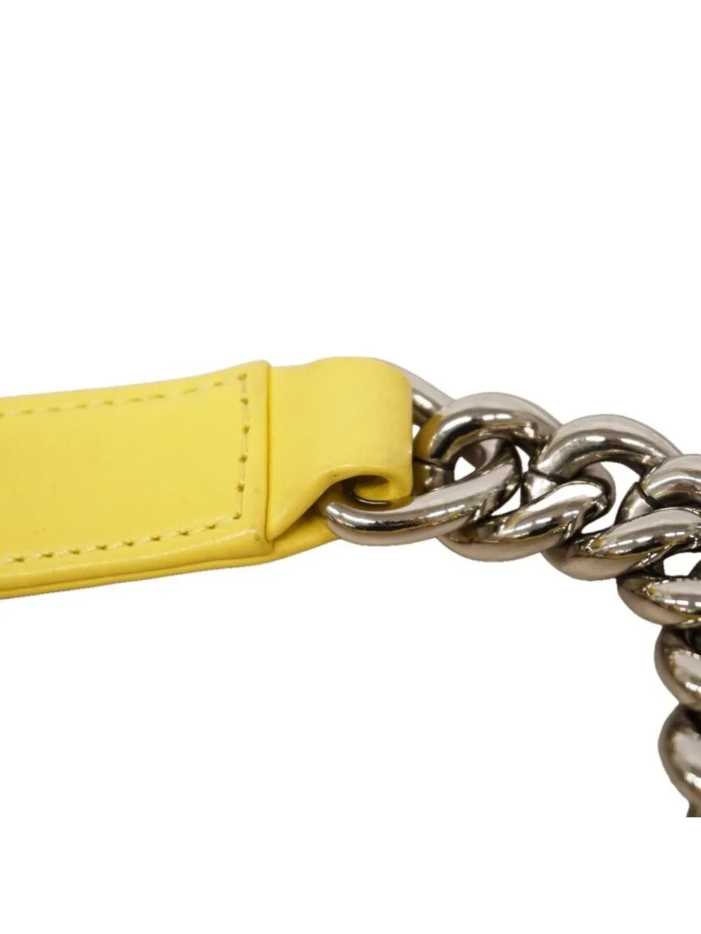 Chanel Shoulder Bag Boy Lambskin Yellow Silver